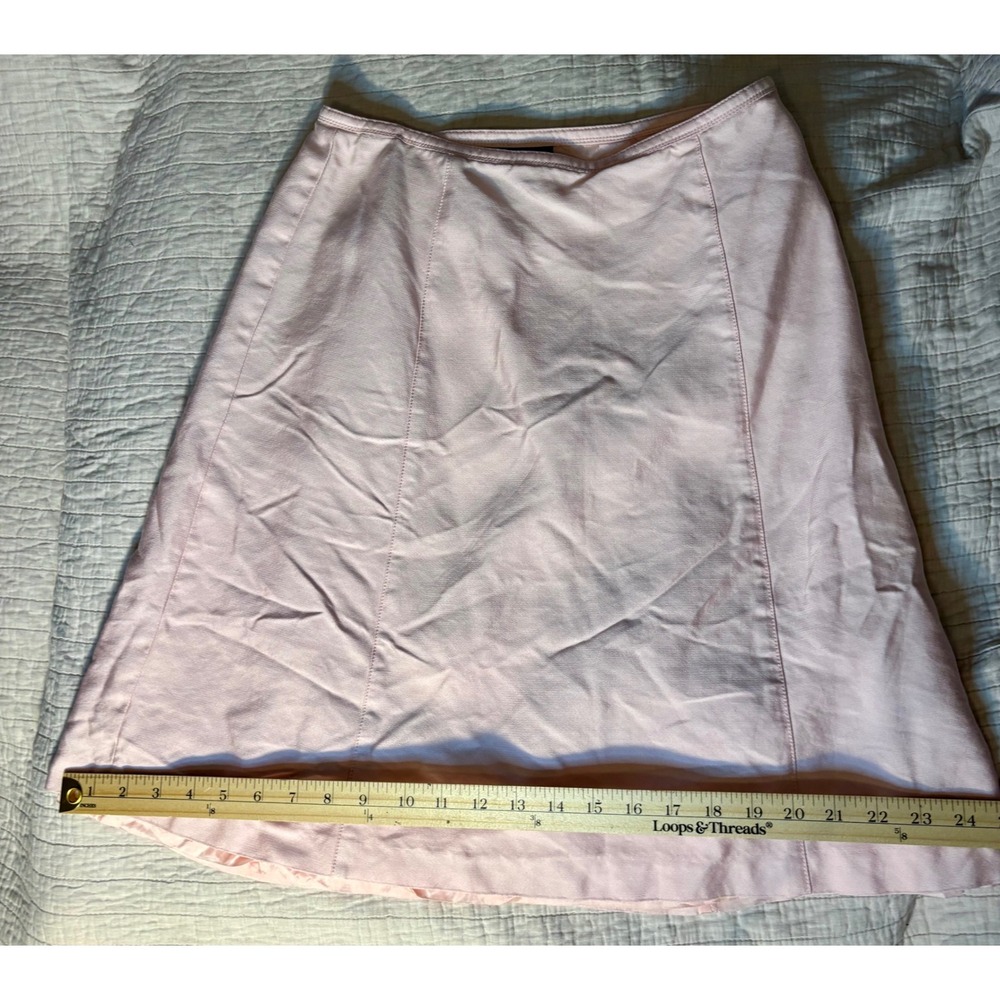 Ann Taylor Pink 100% Silk Herringbone A-Line Midi Skirt Size 4